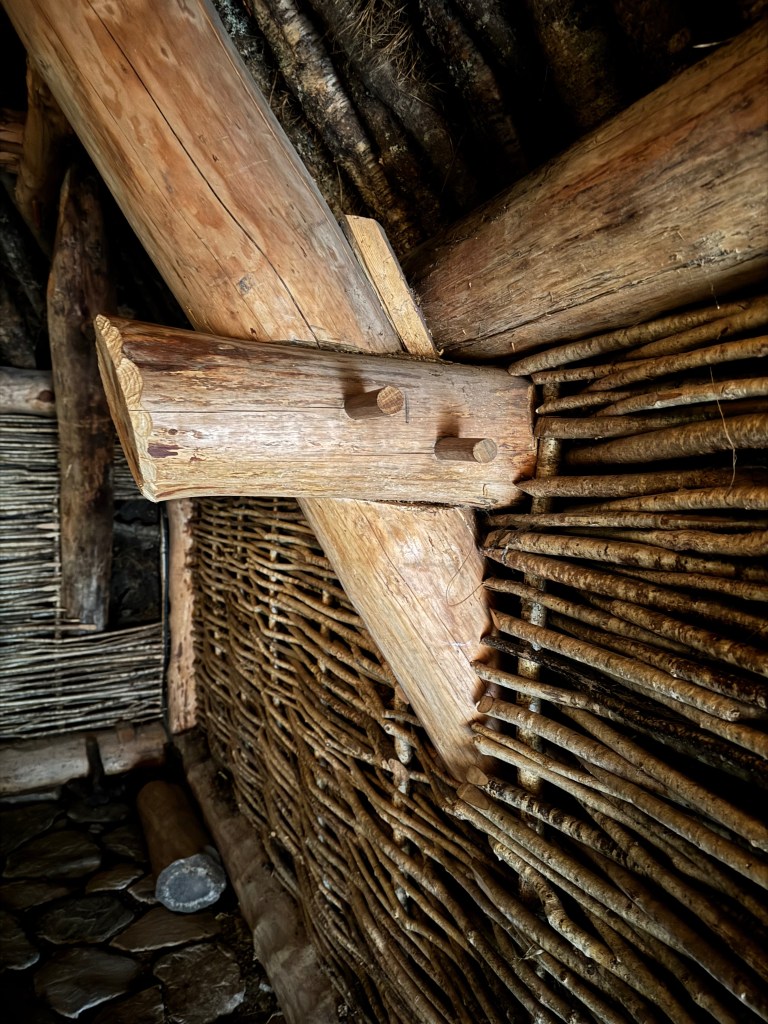 Close up of craftsmanship in woodwork and weaving